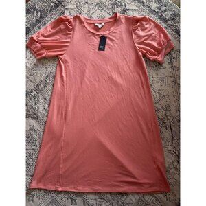 Crown & Ivy Dress Womens Large Coral Puff Sleeve Lounge T Shirt Poshcoral Casual